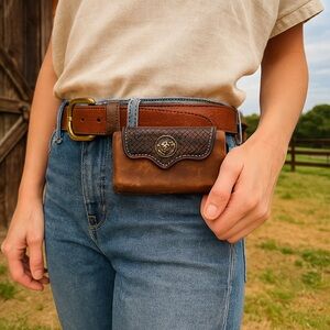 Brown Leather Belt Phone Holder